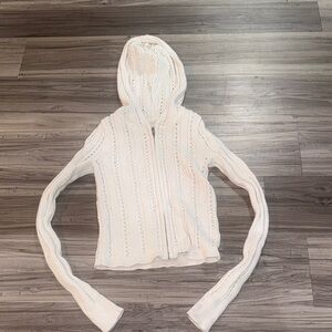 Aeropostale White Hooded Knit zip up hoodie